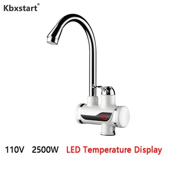 110V ABD Plug Tankless elektrikli su ısıtıcı Musluk mutfak ısıtma dağıtıcı musluk Altında LED ekran İle Giriş Sıcak su