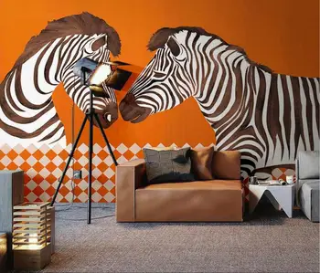beibehang özel papel de parede 3D turuncu zebra duvar kağıdı oturma odası dekorasyon için 3D Duvar Resimleri duvar kağıdı ev dekor