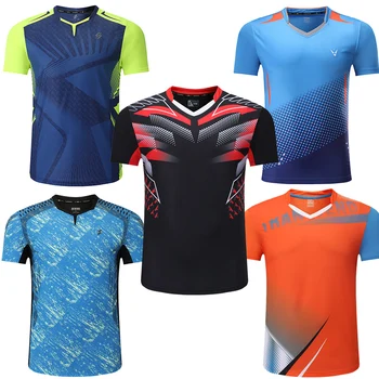 spor tişört Badminton gömlek Erkekler egzersiz t shirt Tenis gömlek Erkek masa tenisi gömlek Hızlı kuru Spor eğitim tişörtleri