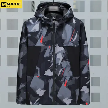 Erkek ceket İlkbahar Yaz yeni Harajuku Spor Ceket İnce moda rahat hızlı kuru kapşonlu Siper Açık kamp balıkçılık ceket
