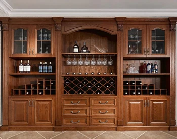 Amerikan katı ahşap şarap dolabı ev oturma odası kombinasyonu Avrupa cam yan kabin vitrin yemek yan kabin