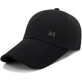Erkekler Kadınlar Düz Siyah Ekstra Uzun Fatura Snapback Kap Mektup M beyzbol şapkası Açık Yaz güneş şapkası UV Koruma balıkçılık şapkası