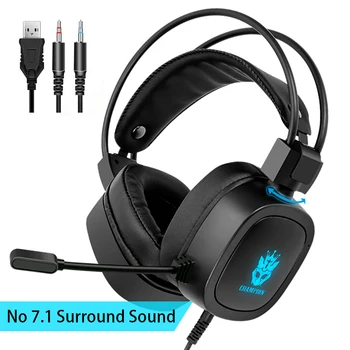 Landzone 7.1 oyun kulaklıkları 3.5 mm kablolu kulaklık RGB ışık gürültü ıptal Gamer kulaklık PC Laptop için mikrofon ile