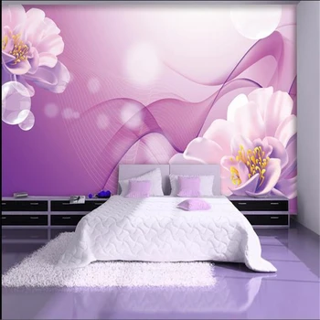 beibehang Özel duvar kağıdı 3d stereoskopik rüya mor çiçek TV zemin duvar kağıdı oturma odası yatak odası duvar resimleri papel de parede