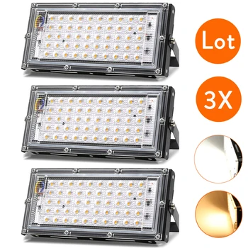 3 Adet / grup LED Sel ampuller 50W AC 110V 220V Beyaz Lamba Projektör Spot Projektör Açık Su Geçirmez Sokak Peyzaj