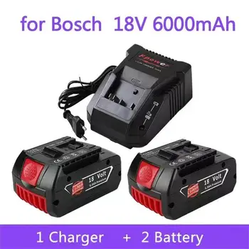 18V Pil 6.0 Ah Bosch Elektrikli Matkap için 18V Şarj Edilebilir li - ion pil BAT609, BAT609G, BAT618, BAT618G, BAT614 + 1 Şarj Cihazı