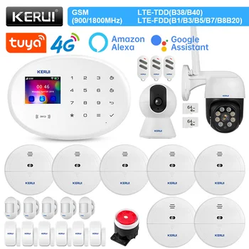 KERUI 4G WIFI GSM Alarm W204 Konut Alarm Hareket sensör dedektörü RFID Kart Kapı Sensörü Açık IP Kamera Kapalı 120DB Siren