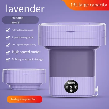 13L Taşınabilir Çamaşır Makinesi İç Çamaşırı Drenaj Kovası Çorap Elbise Yıkama Kamp Katlanır Mini Çamaşır Makinesi