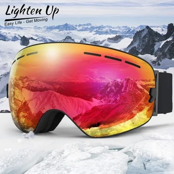 Hafifletmek Kayak Snowboard Gözlüğü, Profesyonel Kar Geniş Açı Gözlük Çift Katmanlar Anti-Sis UV400 Erkekler Kadınlar