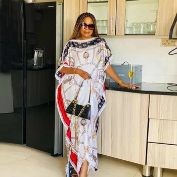 2023 Rayon Büyük Boy Afrika Kadın Giyim Dubai Dashiki Abaya Ücretsiz Boyut Baskı Tasarım Eşarp Gevşek uzun elbise Uzunluğu 140cm