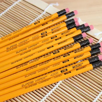12 adet ucu ahşap HB çubuk kalem kurşunsuz Öğrenciler Çocuk silgili kurşun kalemler 20cm uzun