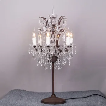 ROKOKO vintage demir Mum archaize Ferforje yatak masa lambaları lüks modern dekoratif Kristal Lambası