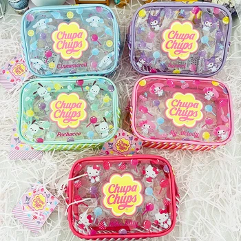 Sanrio Chups Chups Sınırlı Şeffaf Modeller saklama çantası Lolipop Kalem Çantası Kuromi Mymelody Cinnamoroll Pochacco Anahtarlık