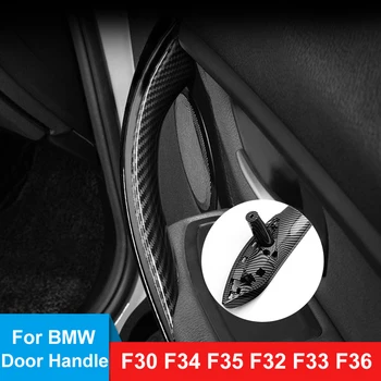Araba Aksesuarları BMW 3 4 Serisi İçin F30 F32 F33 F34 F35 F36 2012-2019 Karbon Fiber Araba İç Kapı Paneli Kolu Çekin ayar kapağı
