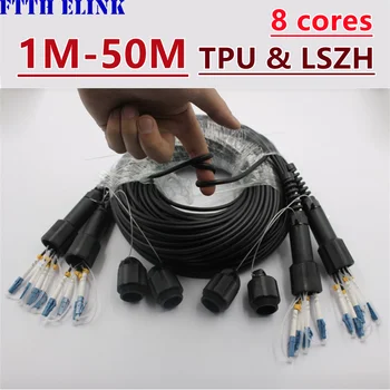 1-50M 8 çekirdekli TPU Zırhlı fiber yama kablosu PDLC LSZH SM siyah 8C SC LC FC ST APC tek modlu 8 fiber optik bağlantı kablosu 20M30M40M