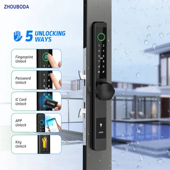Su geçirmez Biyometrik Parmak İzi Kilitleri TTLOCK Bluetooth APP RFID Kart Şifre Anahtar Açık Sürgülü elektronik Akıllı Kapı kilidi