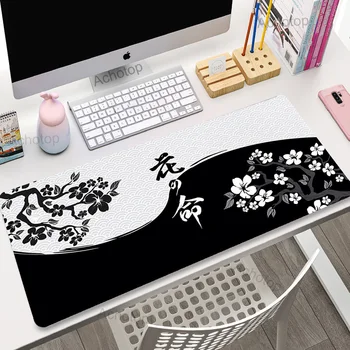 Siyah Beyaz Mouse Pad Oyun 900x400 sümen XXL Büyük Mousepad Bilgisayar Masası Pad Sakura Sanat Oyun fare altlığı Hızlı Şirket Pedleri