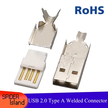 10 adet USB 2.0 Tip A Erkek Konnektör AM Erkek Kaynaklı Tel Üç Parçalı Uzun Gövde Konektörü USB2. 0 Arabirim Soketi