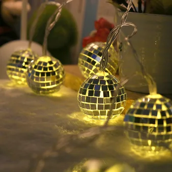 LED dekoratif ışık dize Noel top ışık dize dekoratif akrilik ayna şeffaf uzaktan kumanda gece lambası