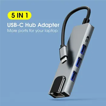 USB C Hub Gigabit LAN HDMI uyumlu USB2. 0 Adaptörü Dock 5 /4 in 1 Adaptörü PD Şarj Okunabilir Kart Macbook Pro / Hava M1