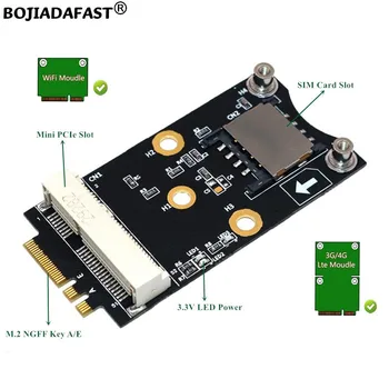 NGFF M. 2 Anahtar A-E Mini PCI-E MPCIe Kablosuz Adaptör İçin 1 SIM Kart Yuvası İle 3G 4G LTE Modem / WiFi BT Modülü