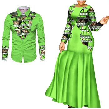 Afrika Kıyafetleri Çift için afrika kıyafeti Severler için erkek kadın Uzun Parti Maxi Elbise WYQ