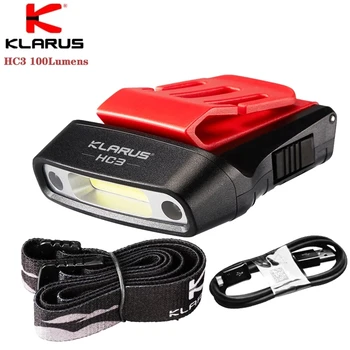 Klarus HC3 Akıllı Far Visor Klip Motionsensing Lamba 100LM USB şarj edilebilir el Feneri için Gece Balıkçılık, Yürüyüş, Koşu